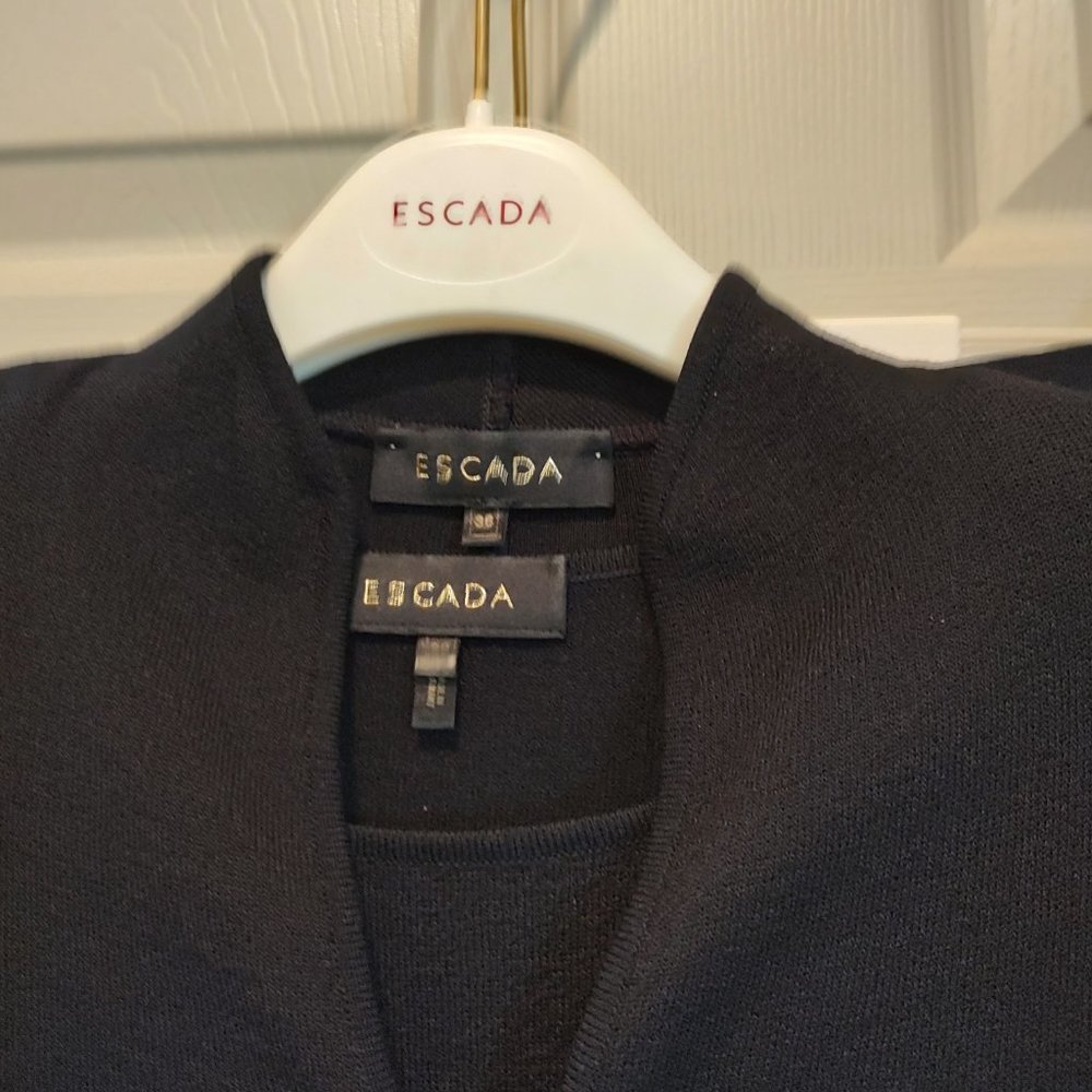 Escada 3 Piece Wide Leg Pant Suit, Sweater, Tank Top, & Wide, Flare Leg Pants - Picture 6 of 11